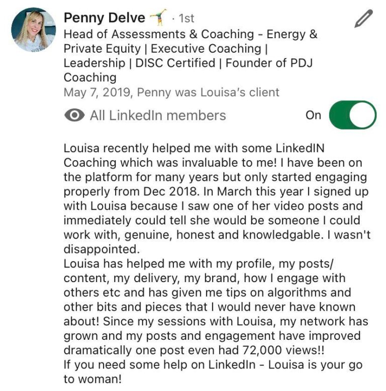 Testimonial from Penny Delve